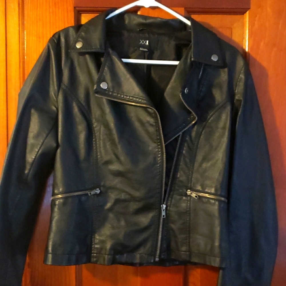 Lg. Juniors pleather Black jacket. Mint condition, worn once or twice